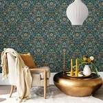 Brewster Home Fashions Lila Blue Strawberry Floral Wallpaper - SKU 316001
