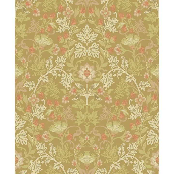 316006 | Lila Gold Strawberry Floral Wallpaper
