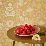 Brewster Home Fashions Lila Gold Strawberry Floral Wallpaper - SKU 316006