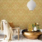Brewster Home Fashions Lila Gold Strawberry Floral Wallpaper - SKU 316006