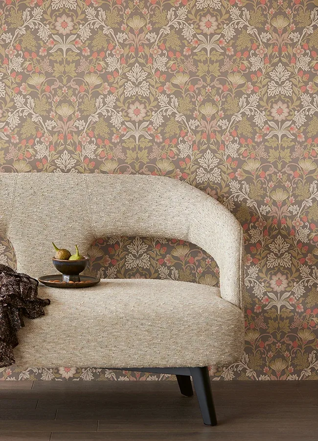 Brewster Home Fashions Lila Moss Strawberry Floral Wallpaper - SKU 316007
