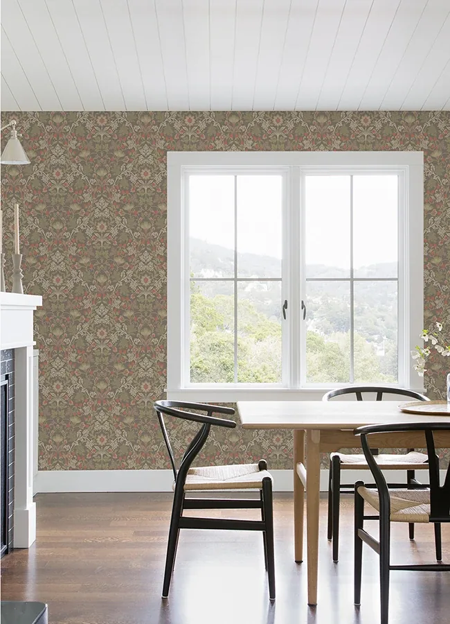 Brewster Home Fashions Lila Moss Strawberry Floral Wallpaper - SKU 316007