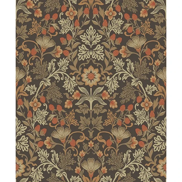 316004 | Lila Orange Strawberry Floral Wallpaper