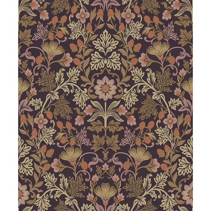 316003 | Lila Peach Strawberry Floral Wallpaper