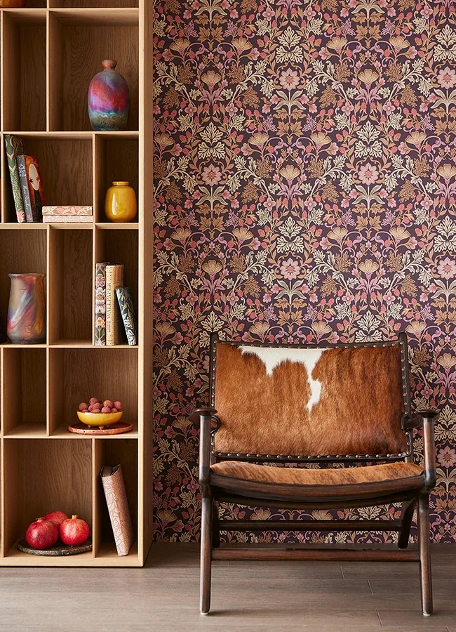 Brewster Home Fashions Lila Peach Strawberry Floral Wallpaper - SKU 316003