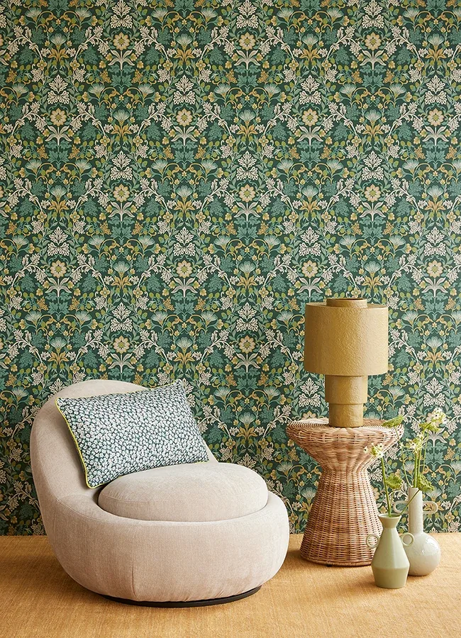Brewster Home Fashions Lila Teal Strawberry Floral Wallpaper - SKU 316000