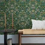 Brewster Home Fashions Lila Teal Strawberry Floral Wallpaper - SKU 316000