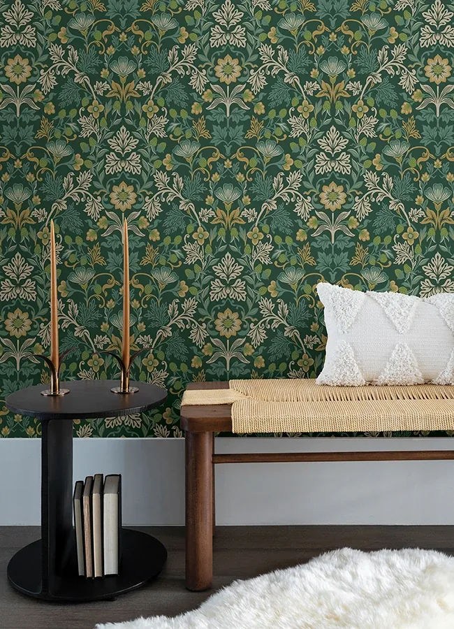 Brewster Home Fashions Lila Teal Strawberry Floral Wallpaper - SKU 316000
