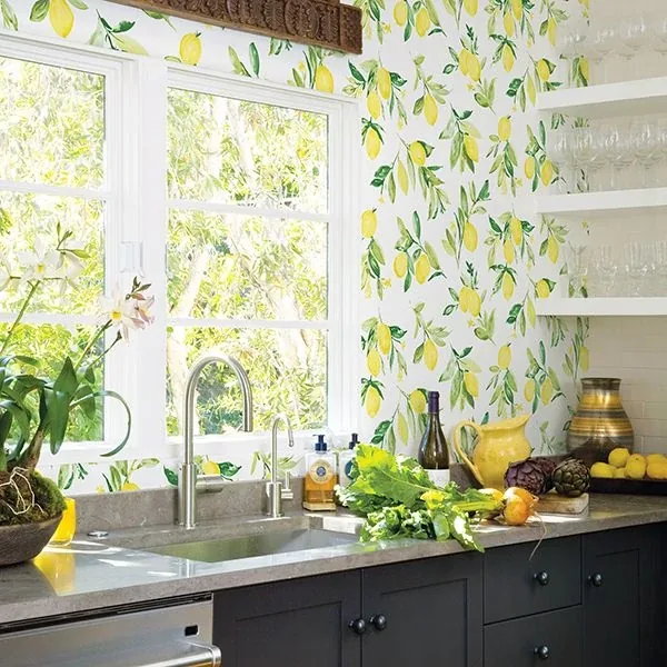 Brewster Home Fashions Limon Chartreuse Fruit Wallpaper - SKU 2904-25686