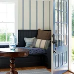 Brewster Home Fashions Linette Navy Fabric Stripe Wallpaper - SKU 4072-70067