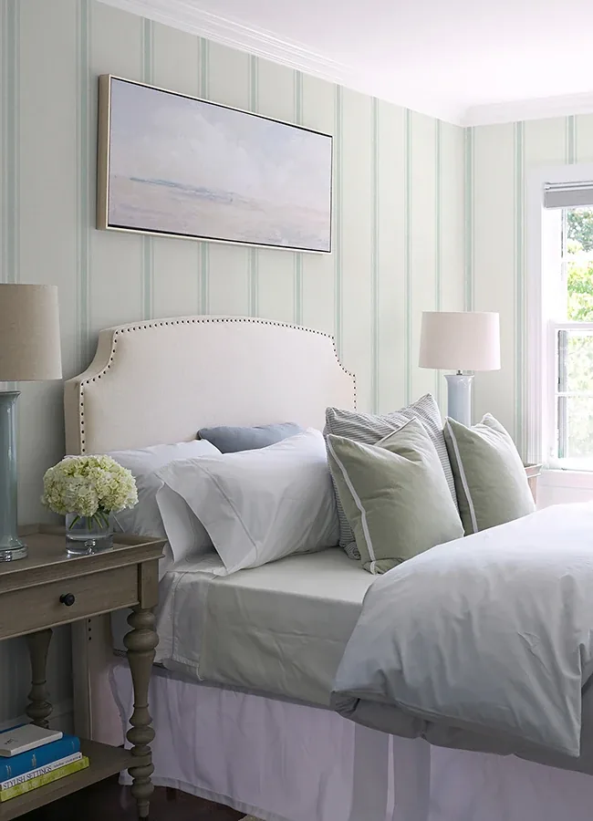 Brewster Home Fashions Linette Seafoam Fabric Stripe Wallpaper - SKU 4072-70068