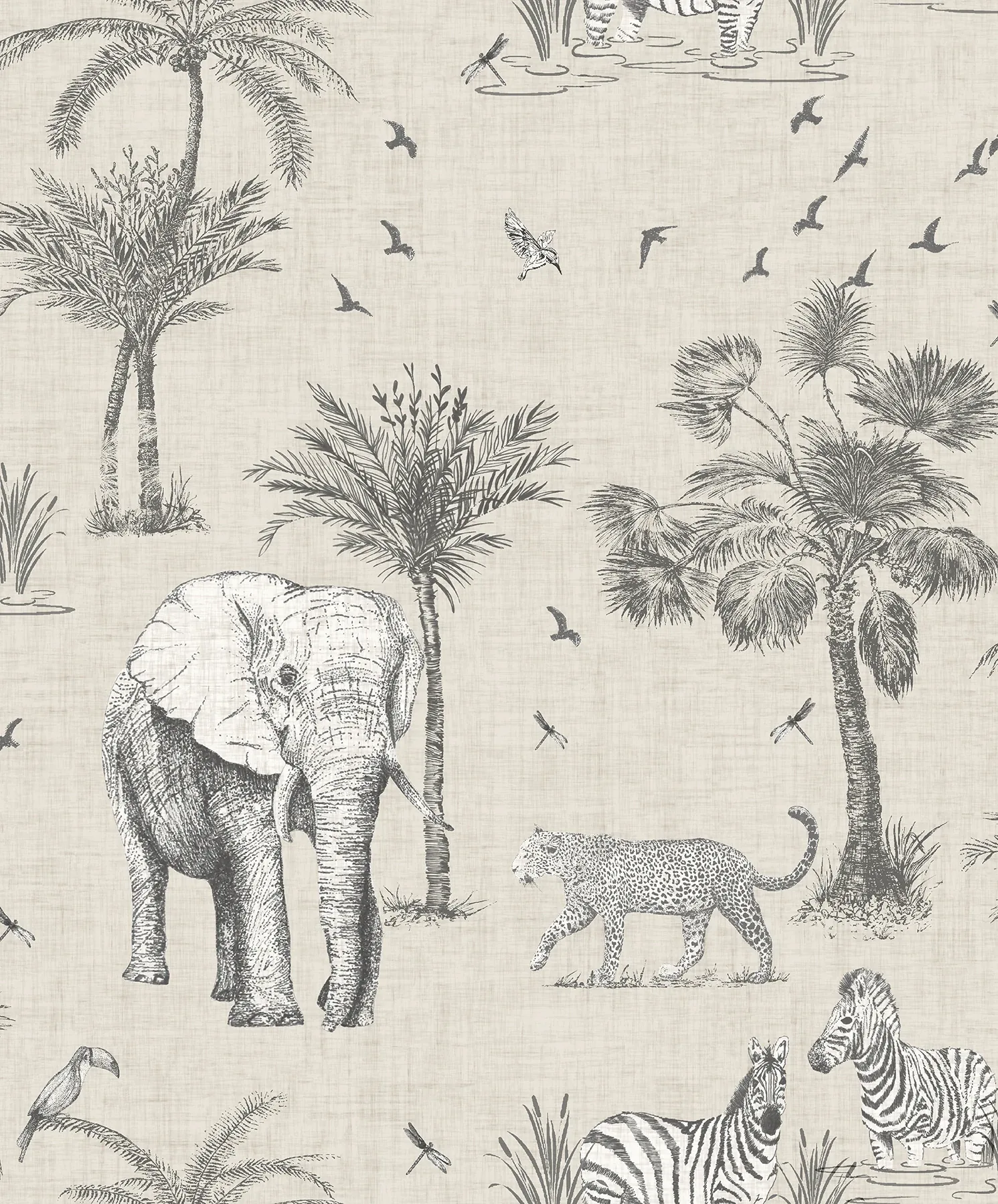 Brewster Home Fashions Lionel Grey Safari Lagoon Wallpaper - SKU AH908902