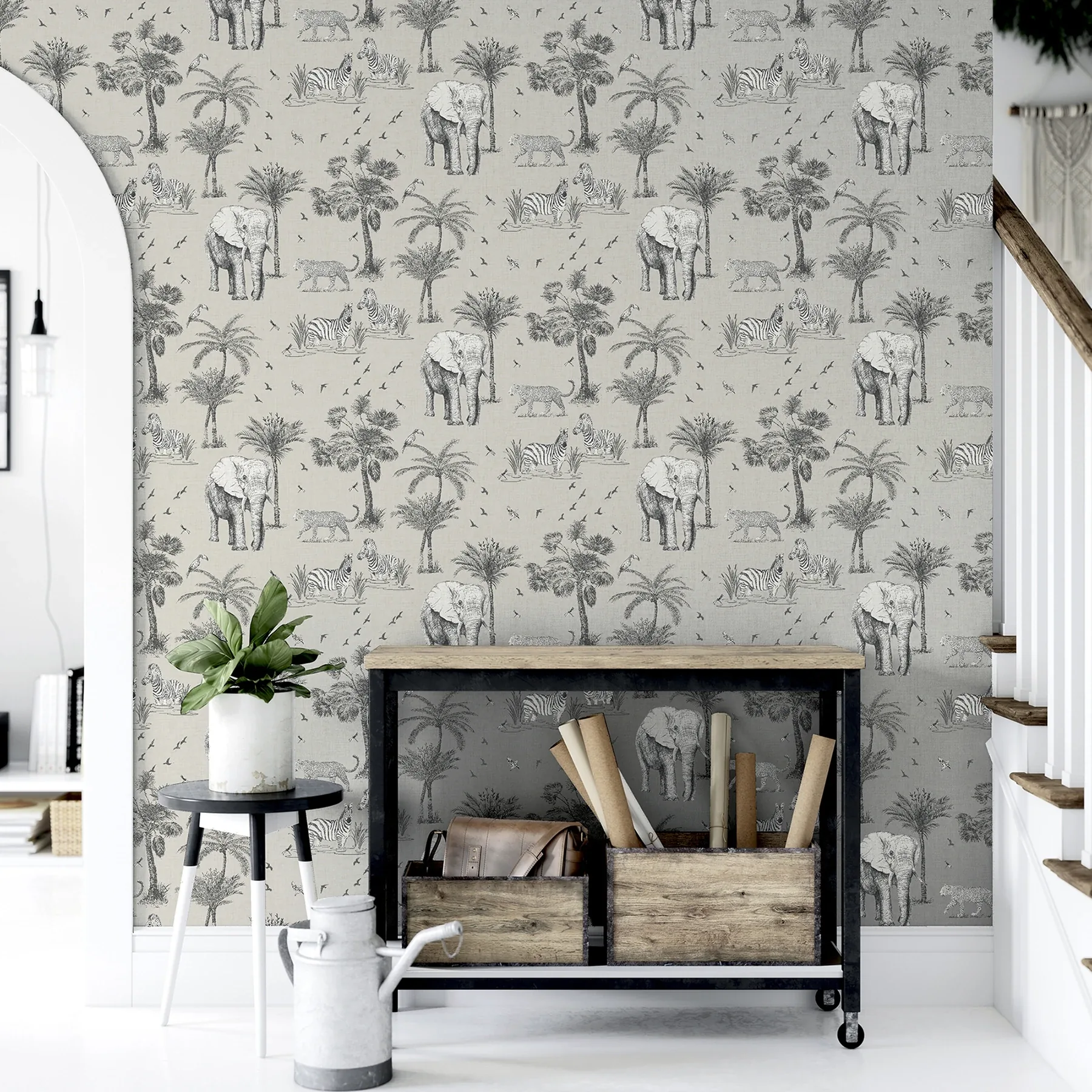 Brewster Home Fashions Lionel Grey Safari Lagoon Wallpaper - SKU AH908902