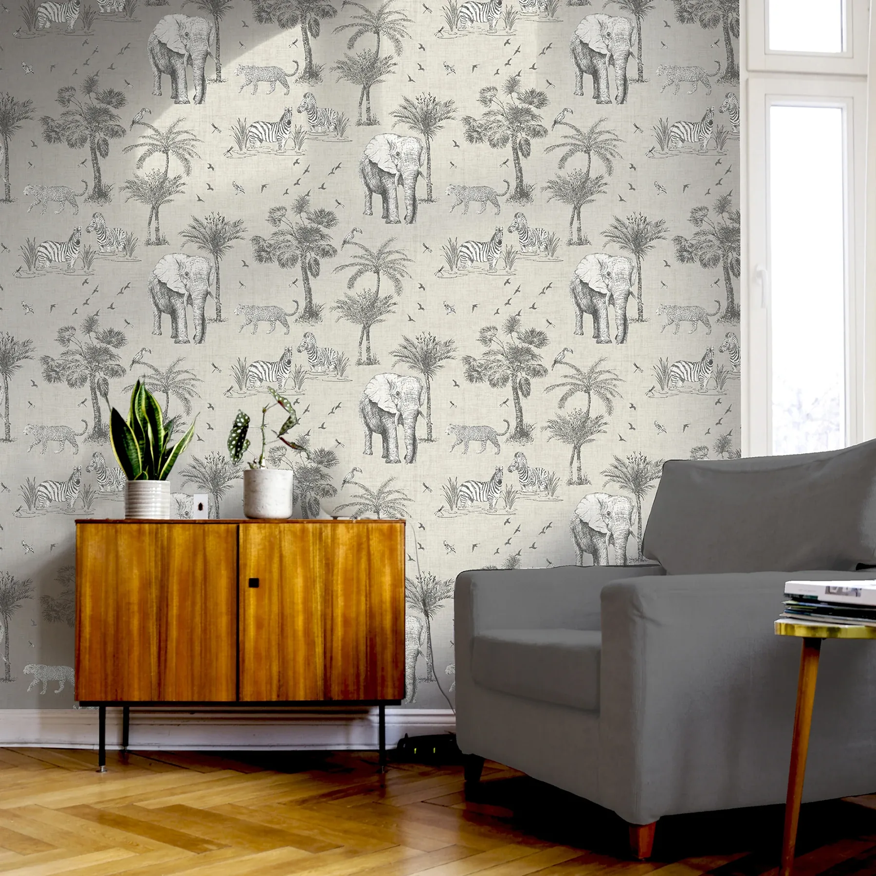 Brewster Home Fashions Lionel Grey Safari Lagoon Wallpaper - SKU AH908902