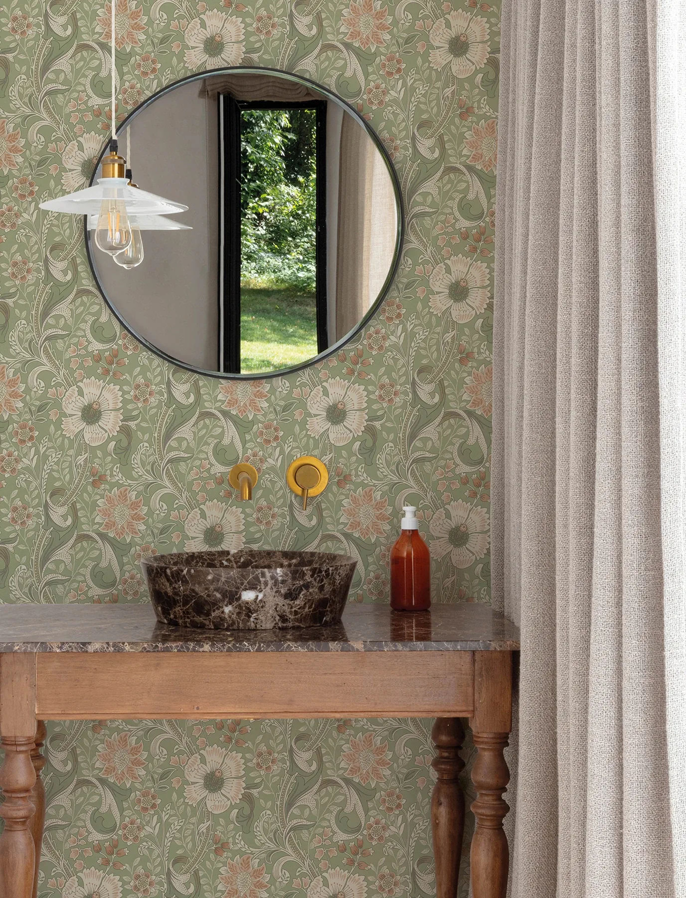 Brewster Home Fashions Liora Green Floral Trail Wallpaper - SKU 4191-83014