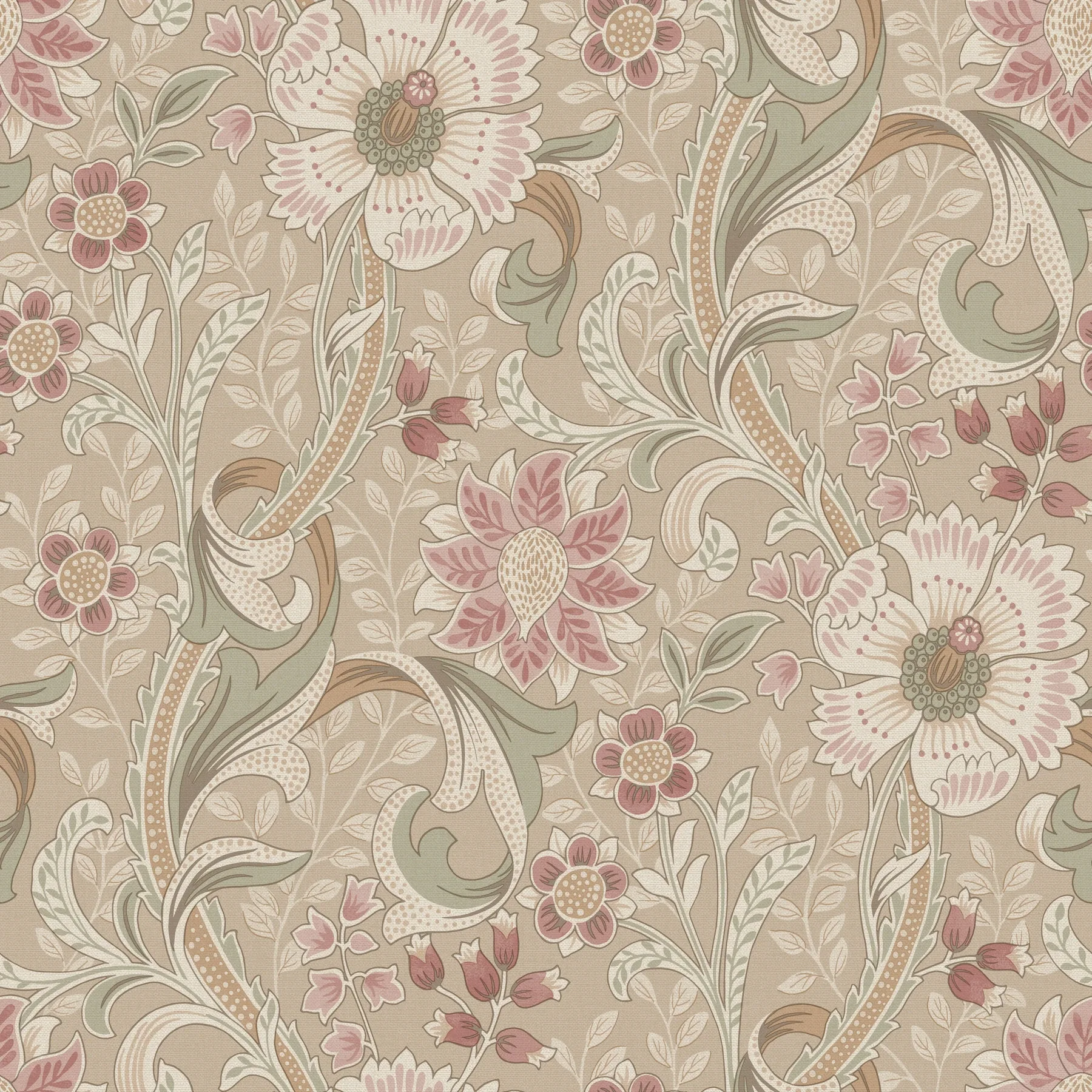 4191-83015 | Liora Taupe Floral Trail Wallpaper