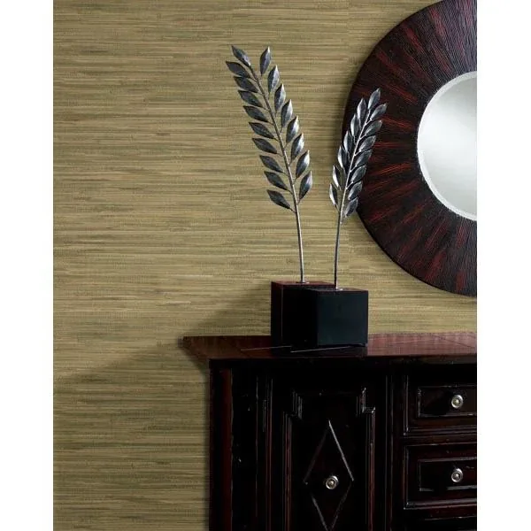 Brewster Home Fashions Liu Green Vinyl Grasscloth Wallpaper - SKU 499-44140