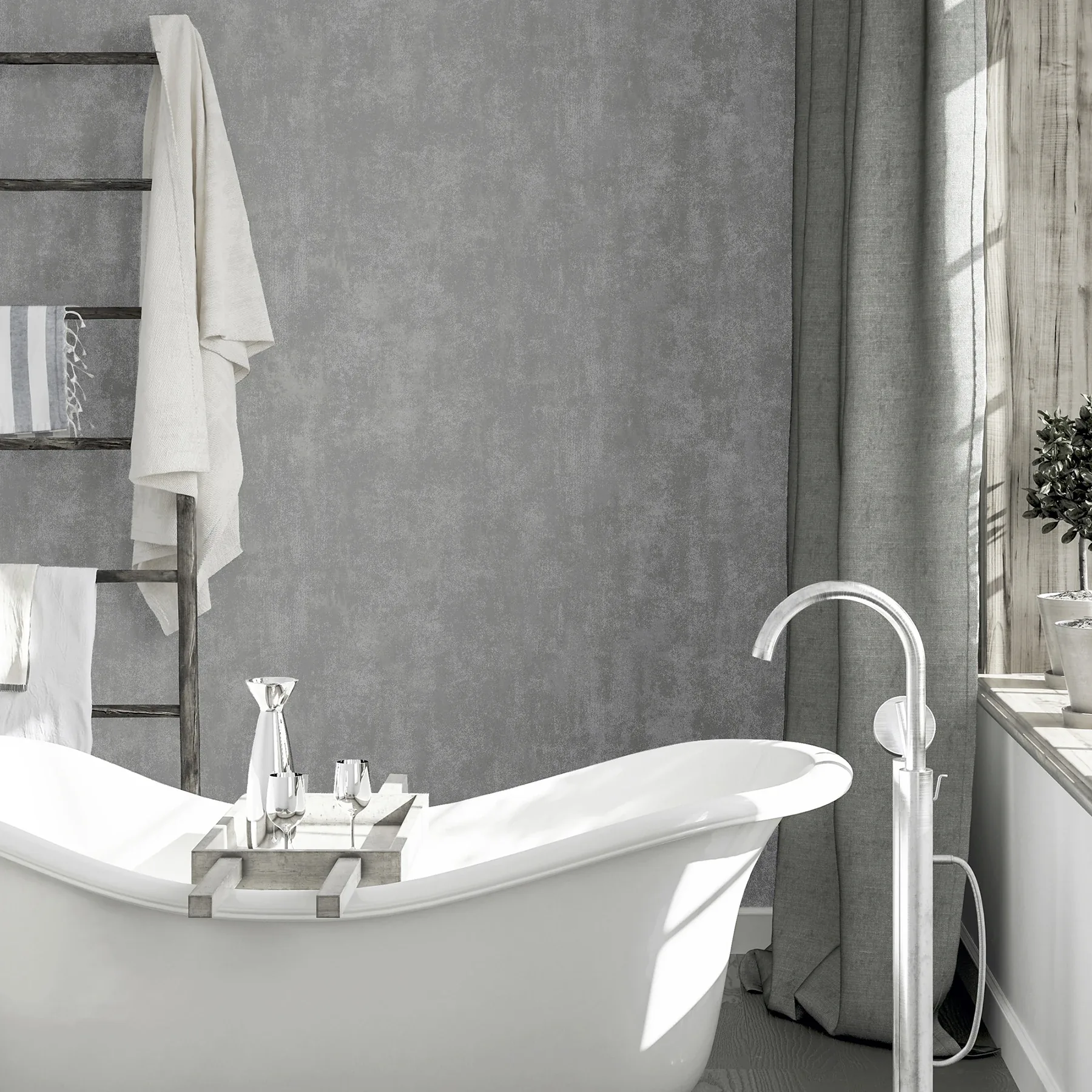 Brewster Home Fashions Lloyd Pewter Stone Texture Wallpaper - SKU AH902109
