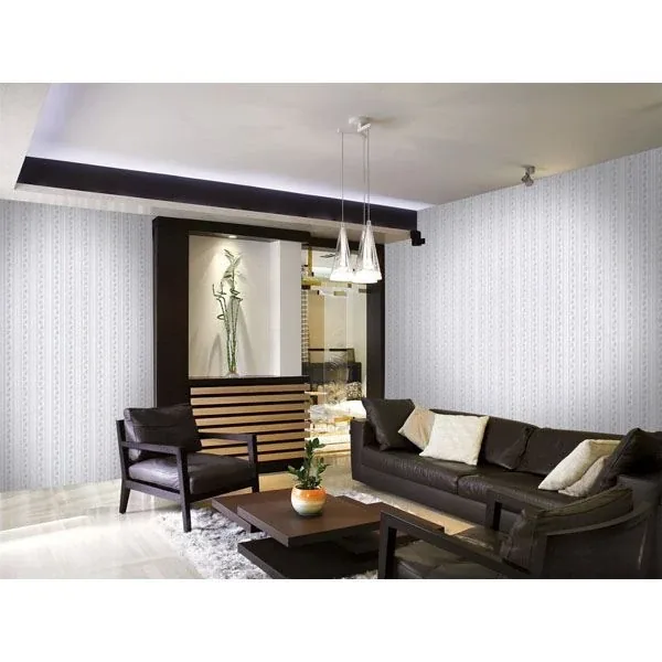 Brewster Home Fashions Loretta Light Blue Leaf Stripe Wallpaper - SKU 986-56031