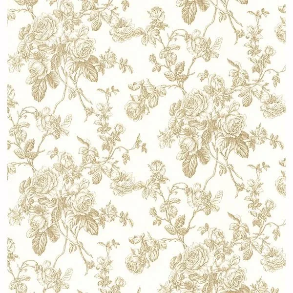 Brewster Home Fashions Louisa Gold Rose Trail Wallpaper - SKU 2668-21504