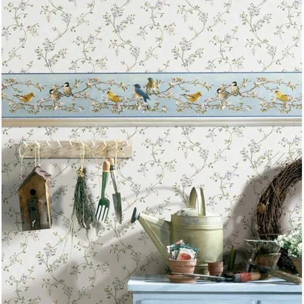 Brewster Home Fashions Louise Blue Songbird Portrait Wallpaper - SKU HTM48511B