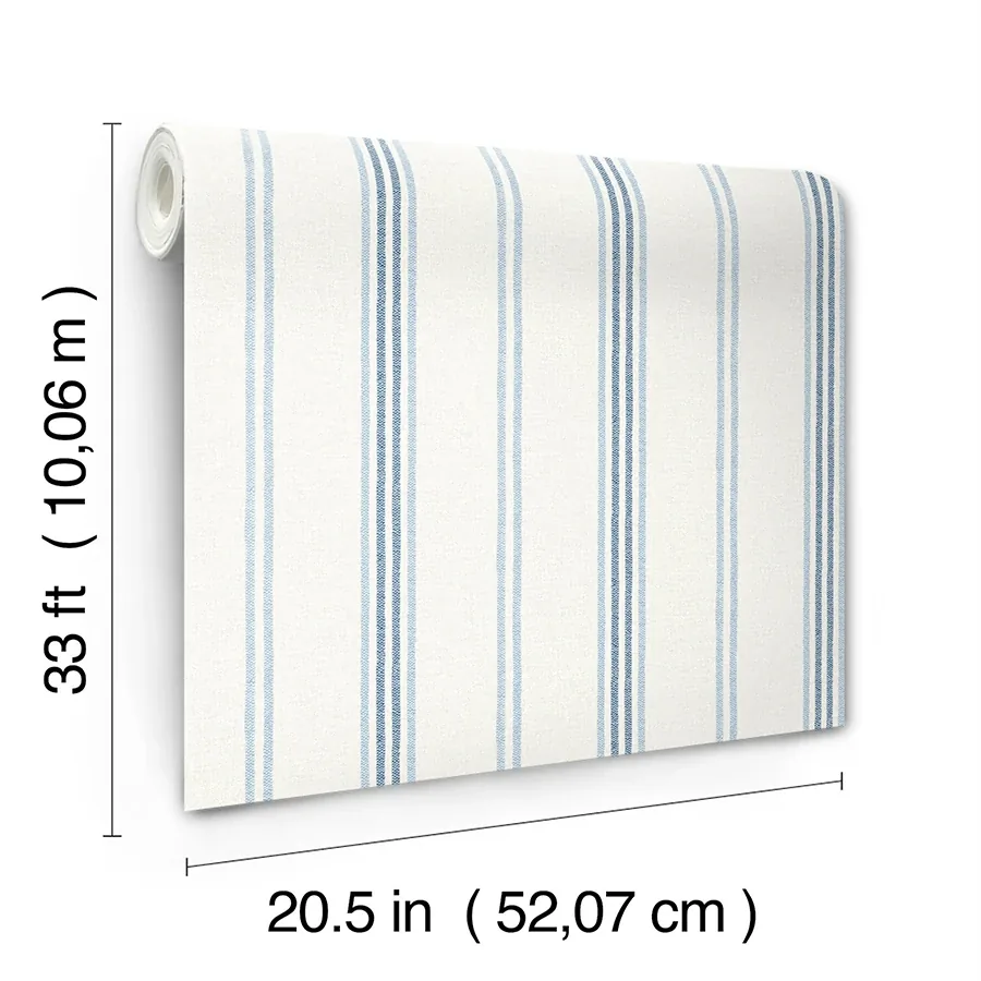 Brewster Home Fashions Lovage Blue Linen Stripe Wallpaper - SKU 4134-72546
