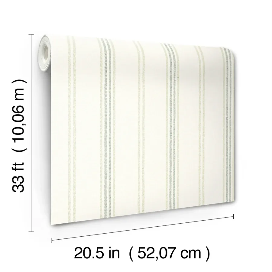 Brewster Home Fashions Lovage Green Linen Stripe Wallpaper - SKU 4134-72549