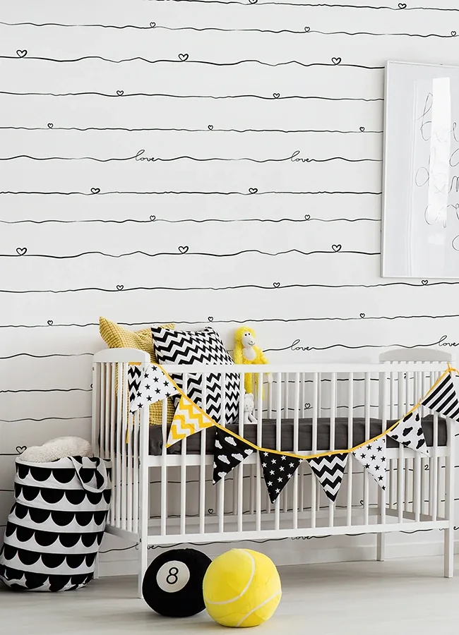 Brewster Home Fashions Love & Hearts Black Script Wallpaper - SKU 4060-381403