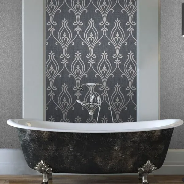 Brewster Home Fashions Luca Charcoal Damask Wallpaper - SKU 2603-20923