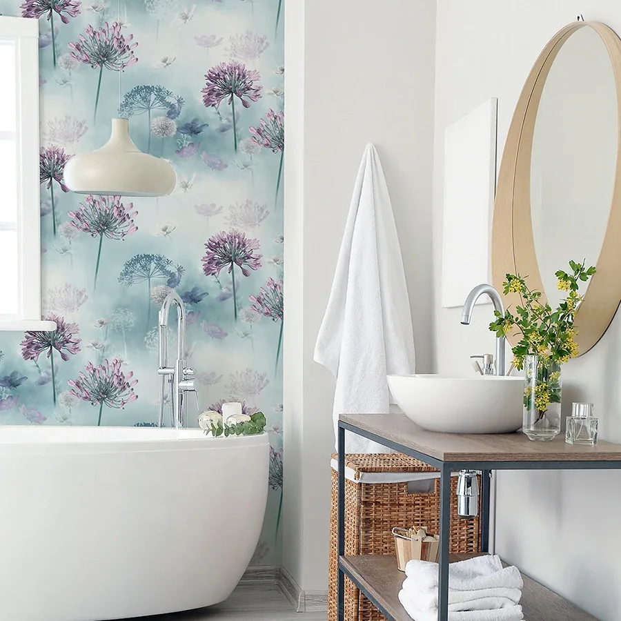 Brewster Home Fashions Lucille Light Blue Spring Meadow Wallpaper - SKU AH697400