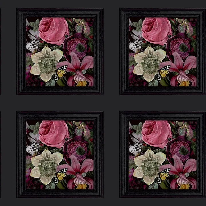 Brewster Home Fashions Lucinda Black Floral Panel Wallpaper - SKU AH922804
