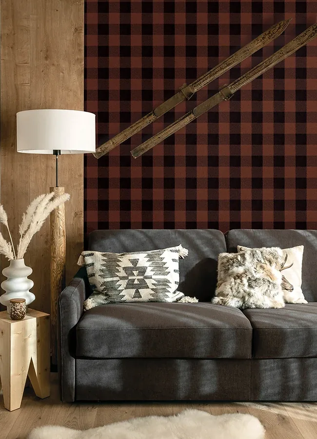 Brewster Home Fashions Lumberjack Maroon Wallpaper - SKU 4142-72621