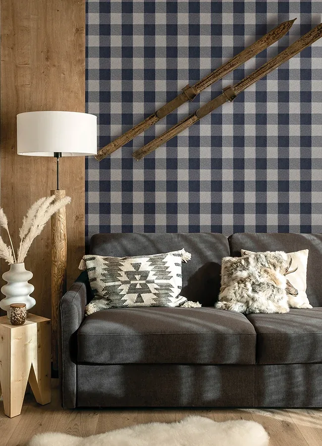 Brewster Home Fashions Lumberjack Navy Wallpaper - SKU 4142-72620