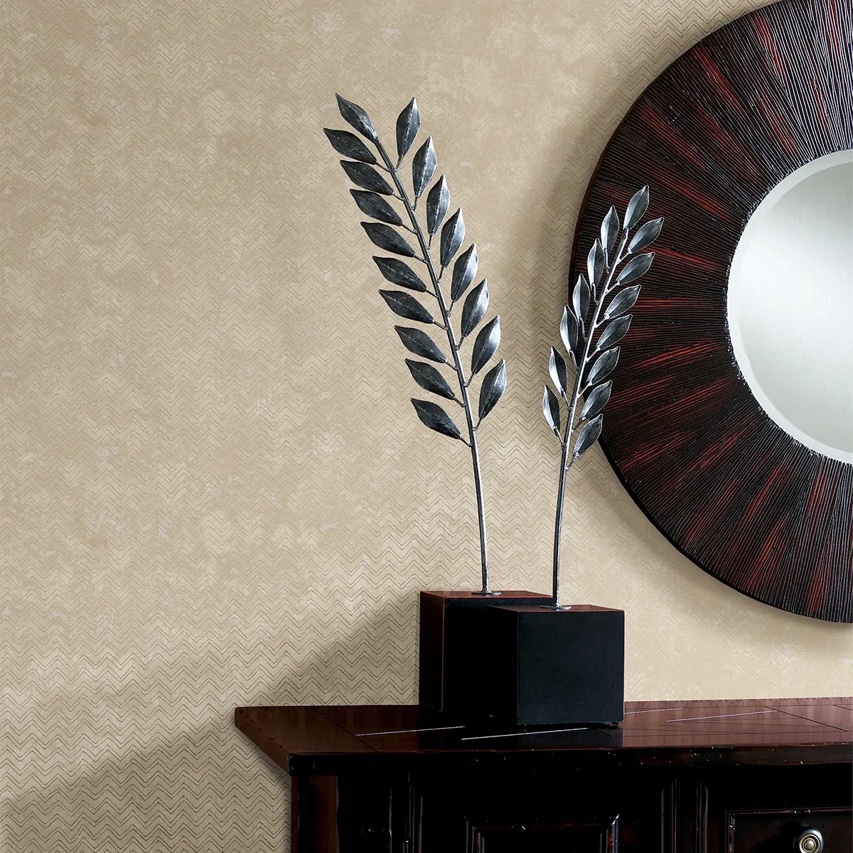 Brewster Home Fashions Luna Copper Distressed Chevron Wallpaper - SKU 2927-00603
