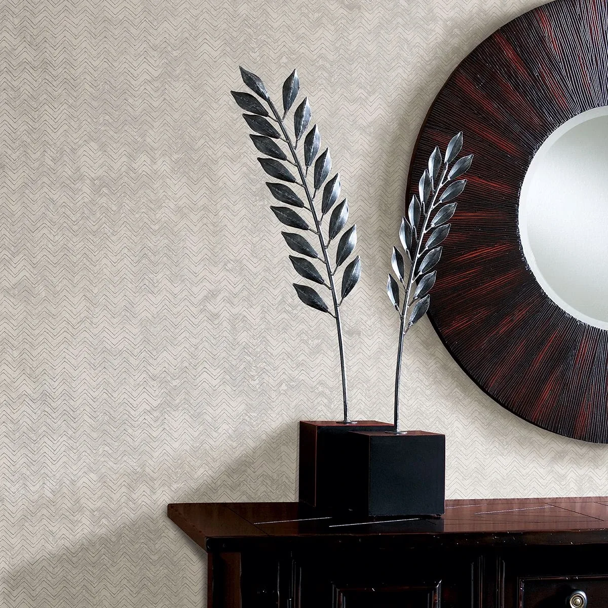 Brewster Home Fashions Luna Platinum Distressed Chevron Wallpaper - SKU 2927-00604