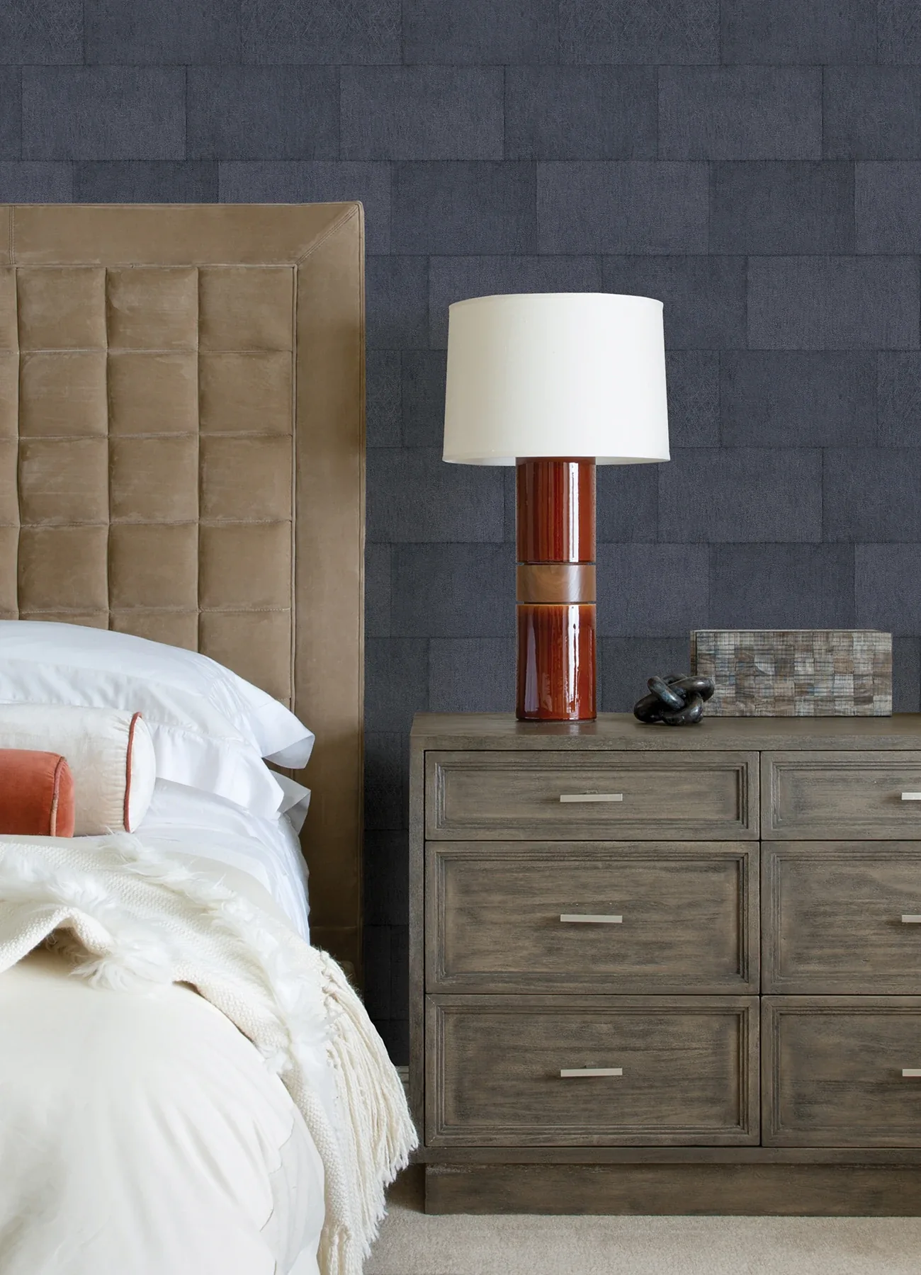Brewster Home Fashions Lyell Dark Blue Stone Wallpaper - SKU 4082-382015