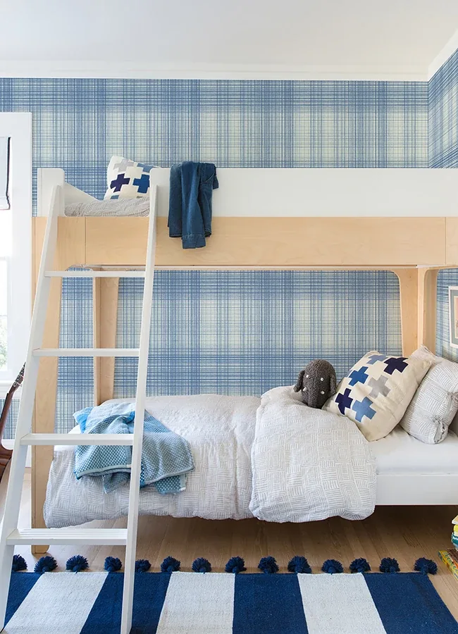 Brewster Home Fashions Madras Blue Plaid Wallpaper - SKU 4071-71043