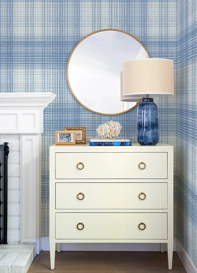 Brewster Home Fashions Madras Blue Plaid Wallpaper - SKU 4071-71043