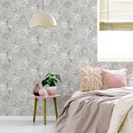 Brewster Home Fashions Maggie Light Grey Cranes Wallpaper - SKU AH297400