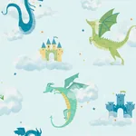 Brewster Home Fashions Magical Dragons Blue Fantastical Wallpaper | Wallpaper Twins Brewster Home Fashions Magical Dragons Blue Fantastical Wallpaper - SKU 4203-27550