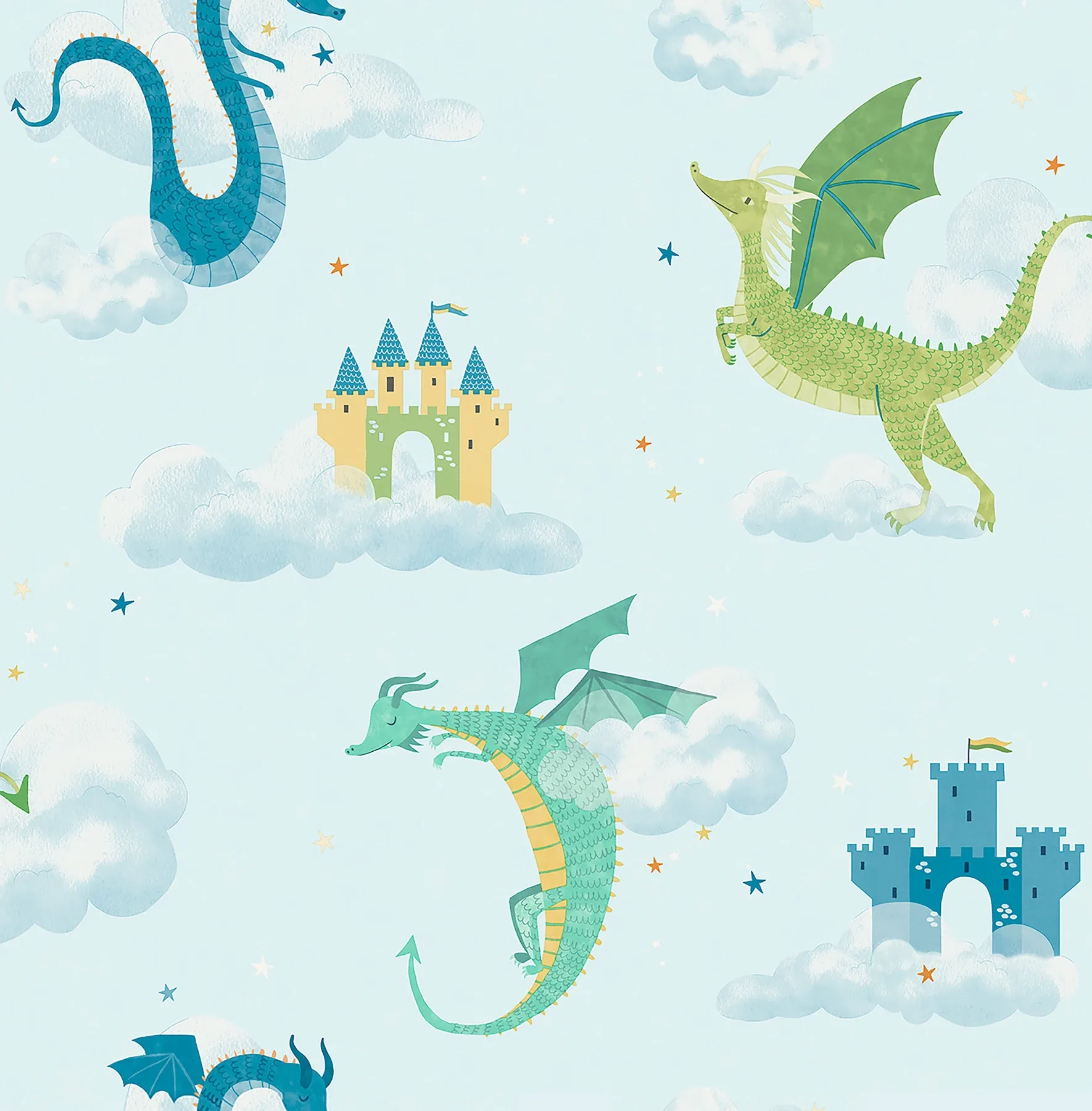 Brewster Home Fashions Magical Dragons Blue Fantastical Wallpaper - SKU 4203-27550