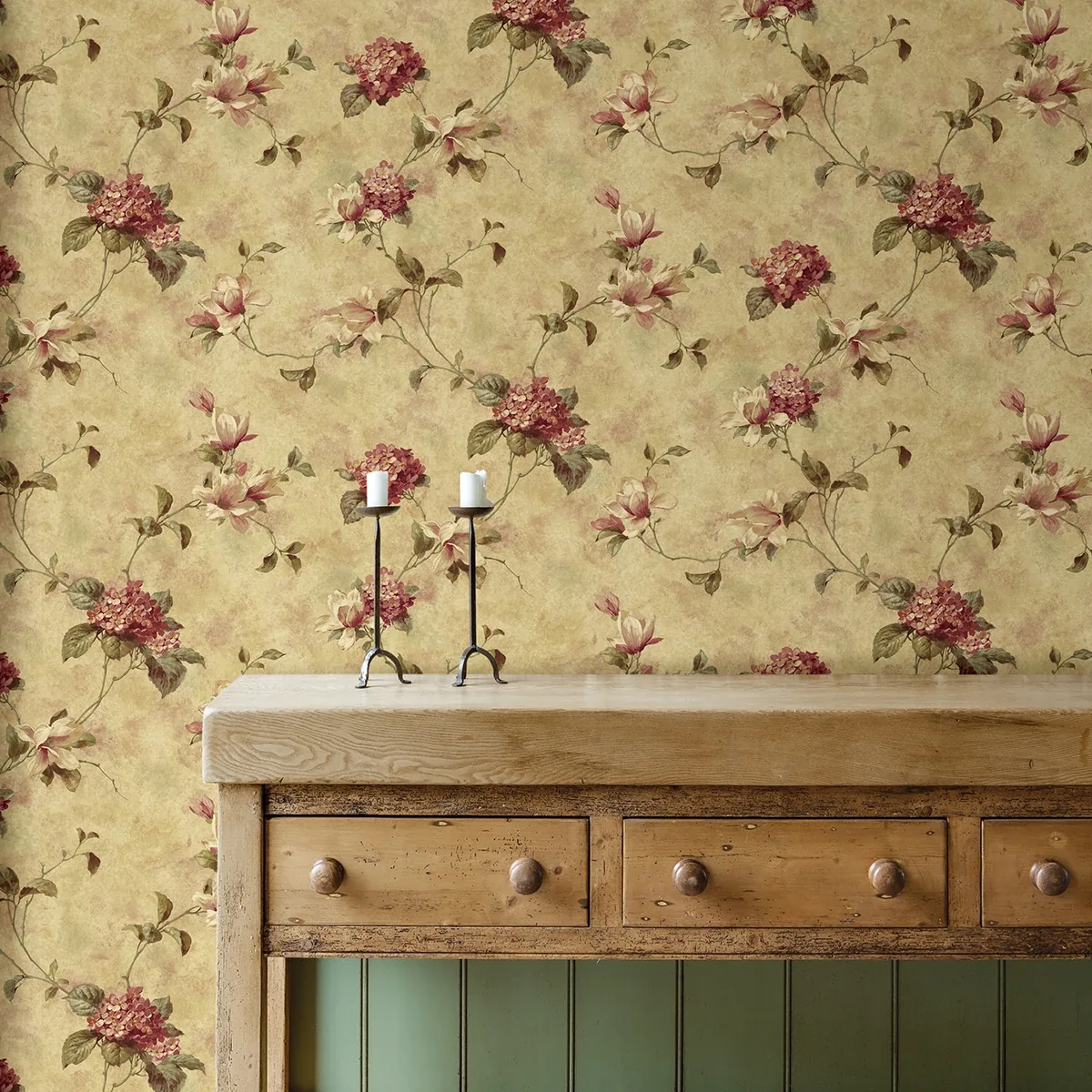 Brewster Home Fashions Magnolia Yellow Hydrangea Trail Wallpaper - SKU 3123-76304
