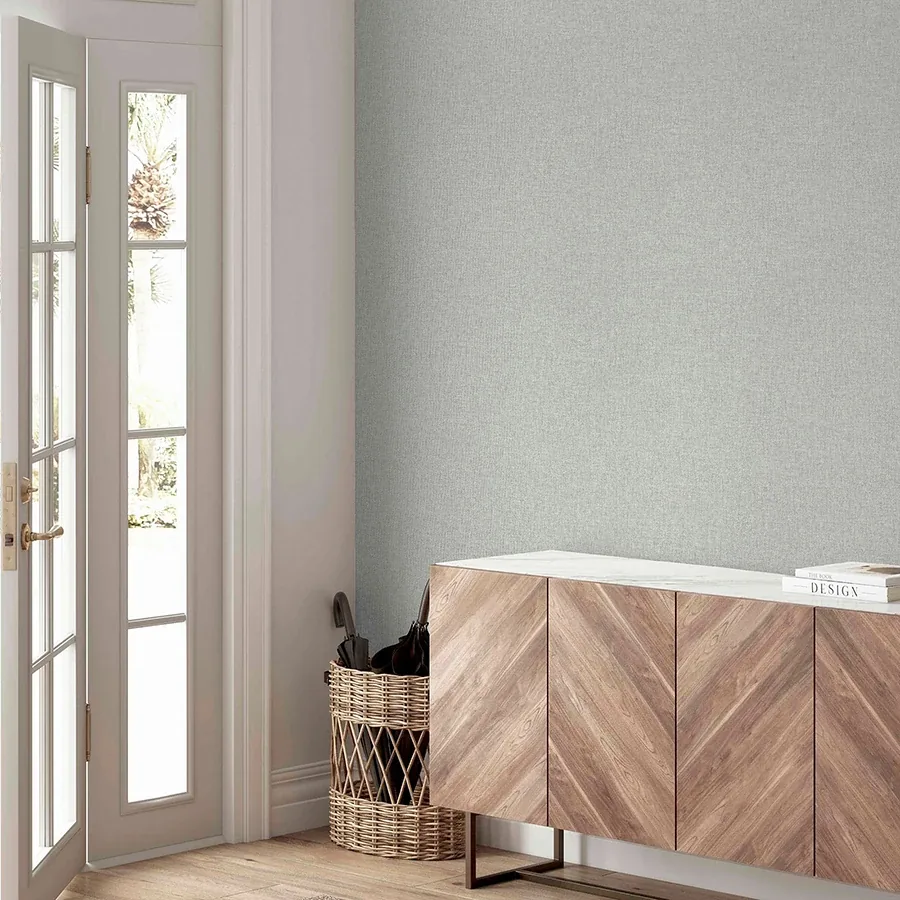 Brewster Home Fashions Maisie Light Grey Linen Wallpaper - SKU AH676006