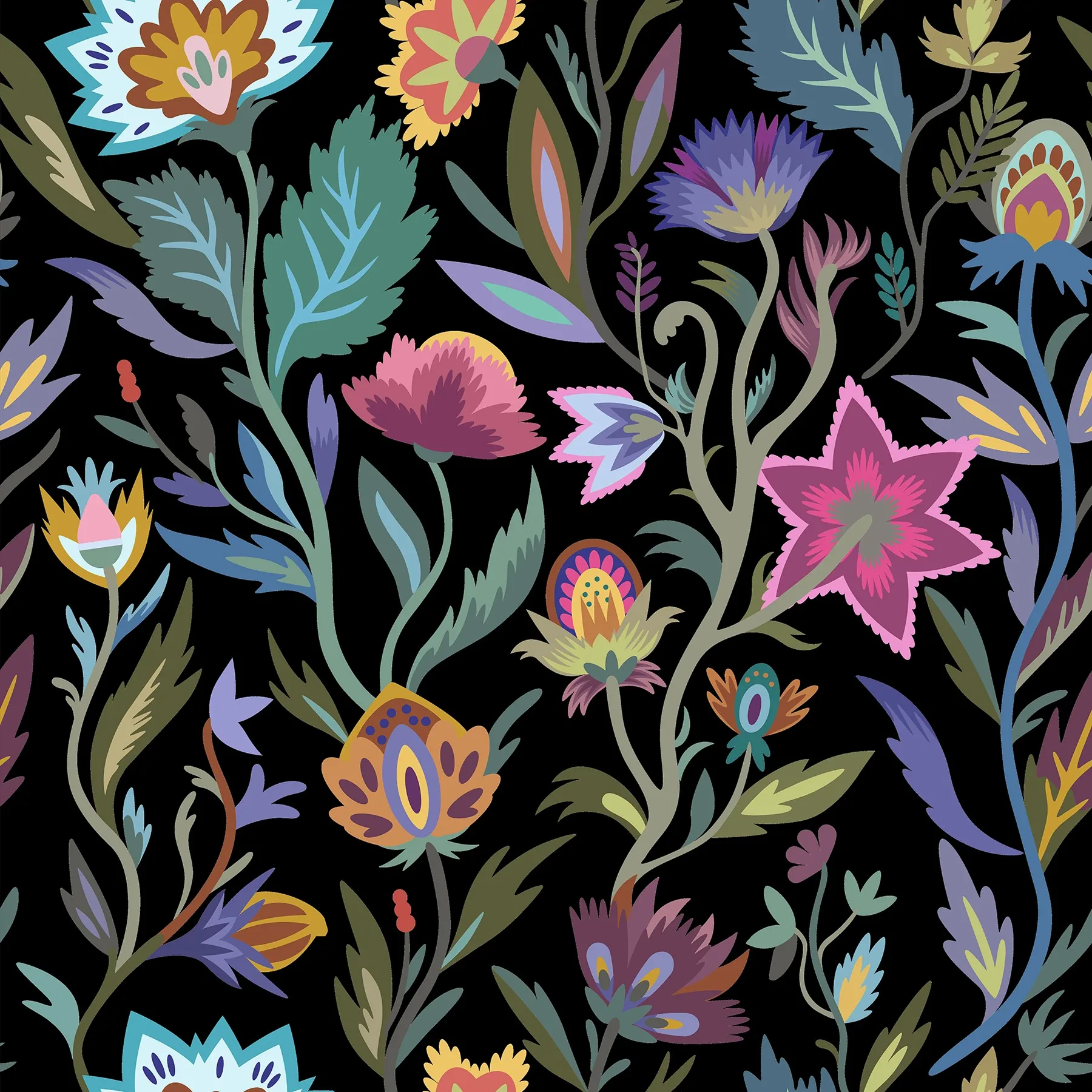 Brewster Home Fashions Mallory Black Vivid Floral Wallpaper - SKU AH100380AH