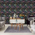 Brewster Home Fashions Mallory Black Vivid Floral Wallpaper | Wallpaper Twins Brewster Home Fashions Mallory Black Vivid Floral Wallpaper - SKU AH100380AH