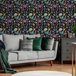 Brewster Home Fashions Mallory Black Vivid Floral Wallpaper | Wallpaper Twins Brewster Home Fashions Mallory Black Vivid Floral Wallpaper - SKU AH100380AH