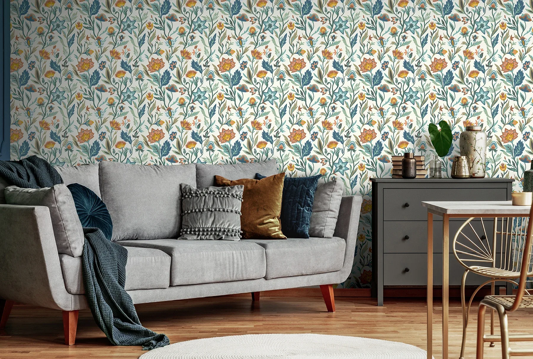 Brewster Home Fashions Mallory Blue Vivid Floral Wallpaper | Wallpaper Twins Brewster Home Fashions Mallory Blue Vivid Floral Wallpaper - SKU AH100381AH