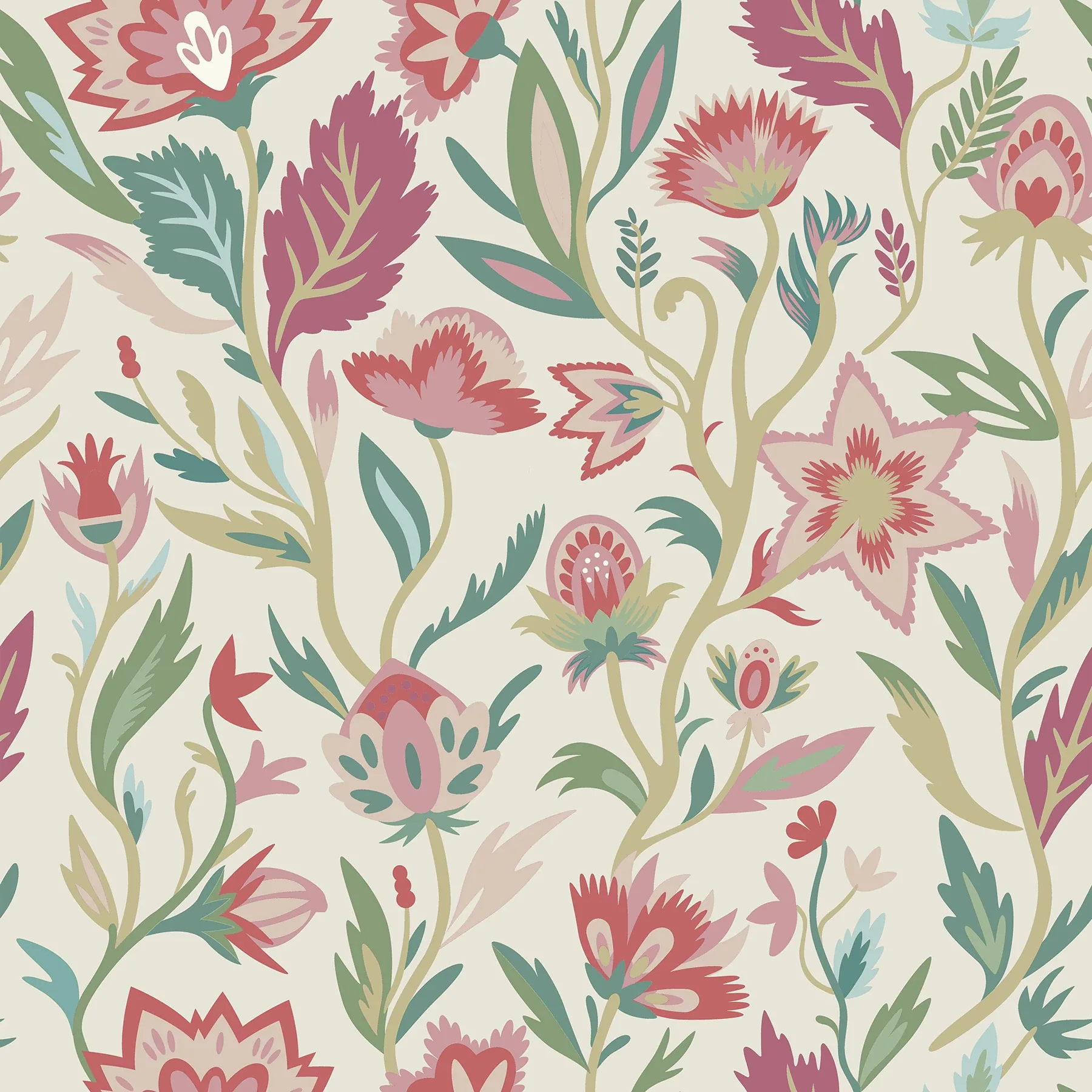 AH100382AH | Mallory Pink Vivid Floral Wallpaper