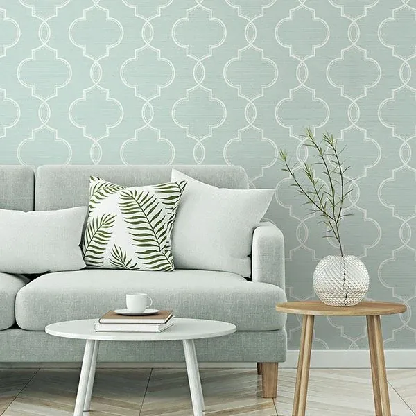 Brewster Home Fashions Malo Aqua Sisal Ogee Wallpaper - SKU 2765-BW40502