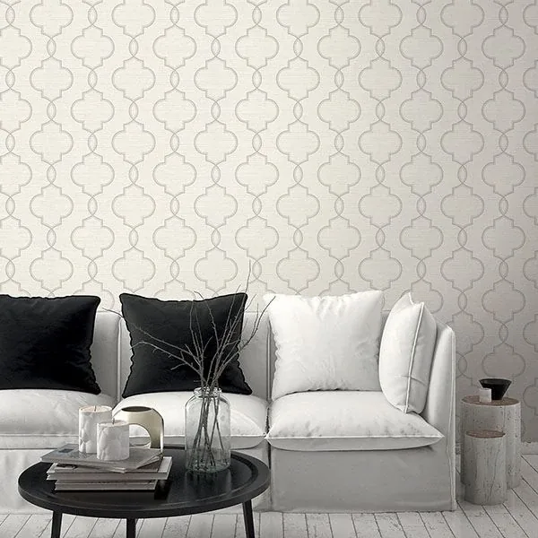 Brewster Home Fashions Malo Light Grey Sisal Ogee Wallpaper | Wallpaper Twins Brewster Home Fashions Malo Light Grey Sisal Ogee Wallpaper - SKU 2765-BW40508